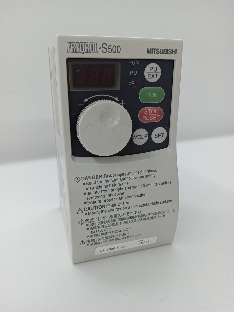 MITSUBISHI FR-S520-0.2K/0.1K [2] S500 SERIES, INVERTER (0.2KW/3PH/240VAC)