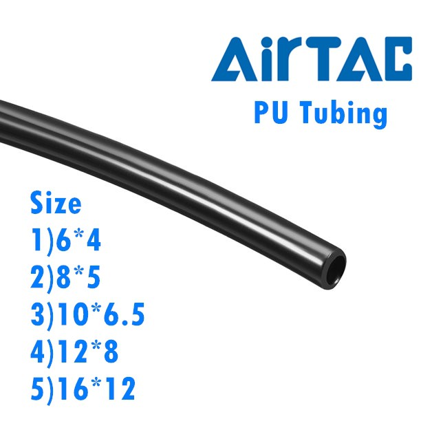 AIRTAC US98A060040200MBK-200M/ROLL  PU Hose 6x4mm Black